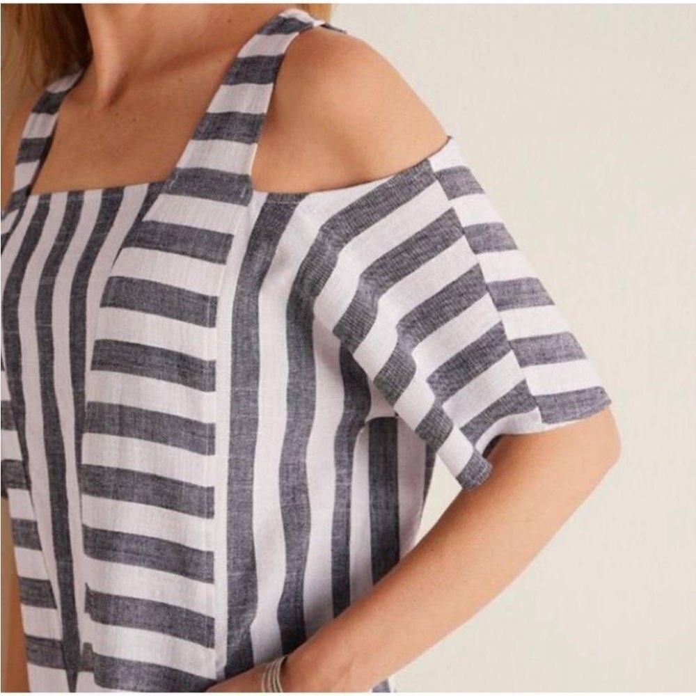 Soft Surroundings Sunset Striped Cold Shoulder Linen Tunic Sz 2X